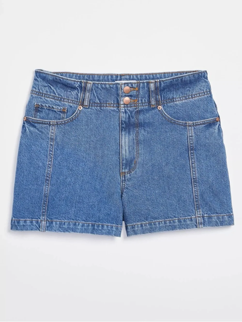 Loft Rivete Seamed High Rise Denim Shorts in Dark Wash Size 27 - Picture 3 of 4